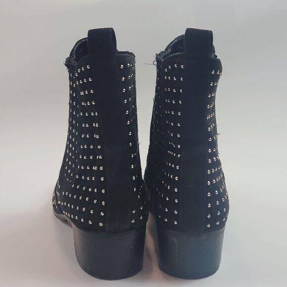 BCBG Gold Studded Faux Suede Ankle Bootie Size 9 - Picture 4 of 11